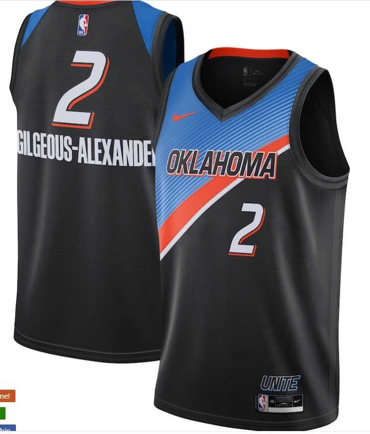 Men Oklahoma City Thunder 2 Gilgeous Alexandr black Game Nike NBA Jerseys